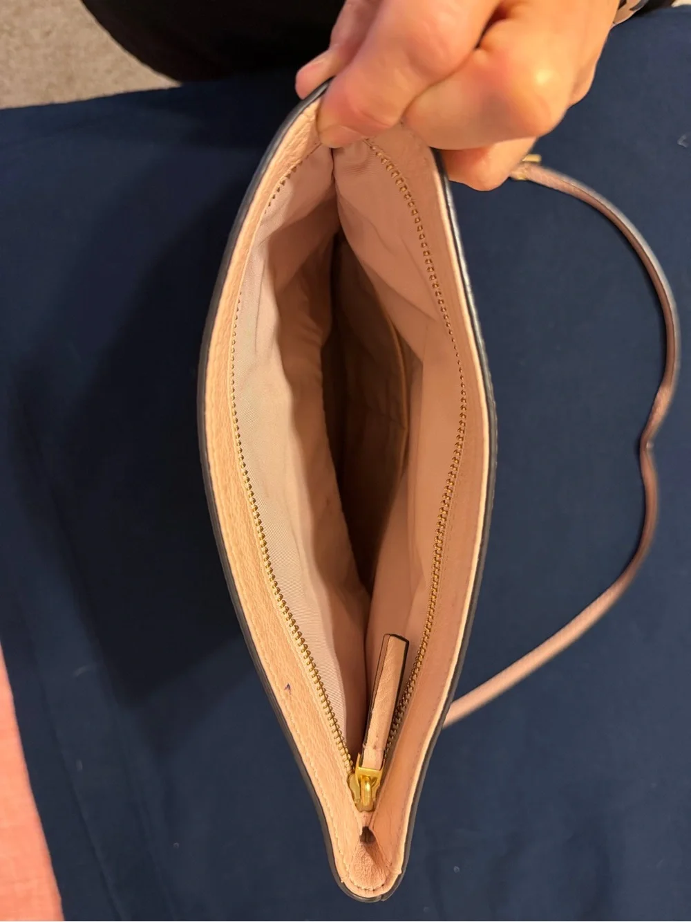 Tory Burch Blush Leather McGraw foldover Gold Hardware